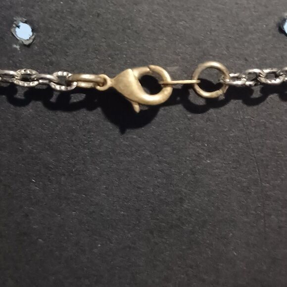 Vintage-Inspired Silver-Toned Necklace w/ Blue Glass & Crystal Beads, 16" - Picture 3 of 3